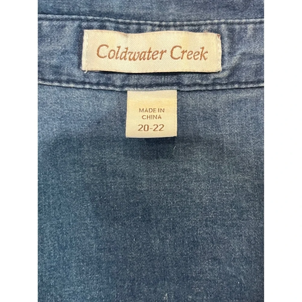 Coldwater Creek Womens Plus 20-22 Denim Western Shirt Embroidered Southwest Blue - Picture 5 of 6